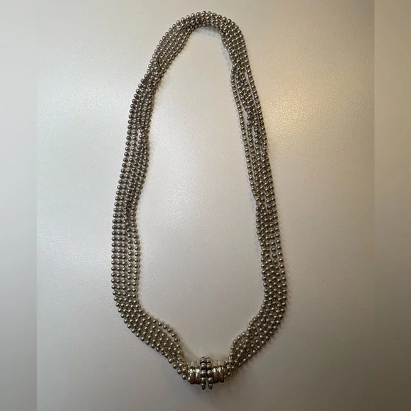 Joseph Esposito Sterling Silver Multi-Chain Necklace with Removable Onyx Pendant - Picture 3 of 8